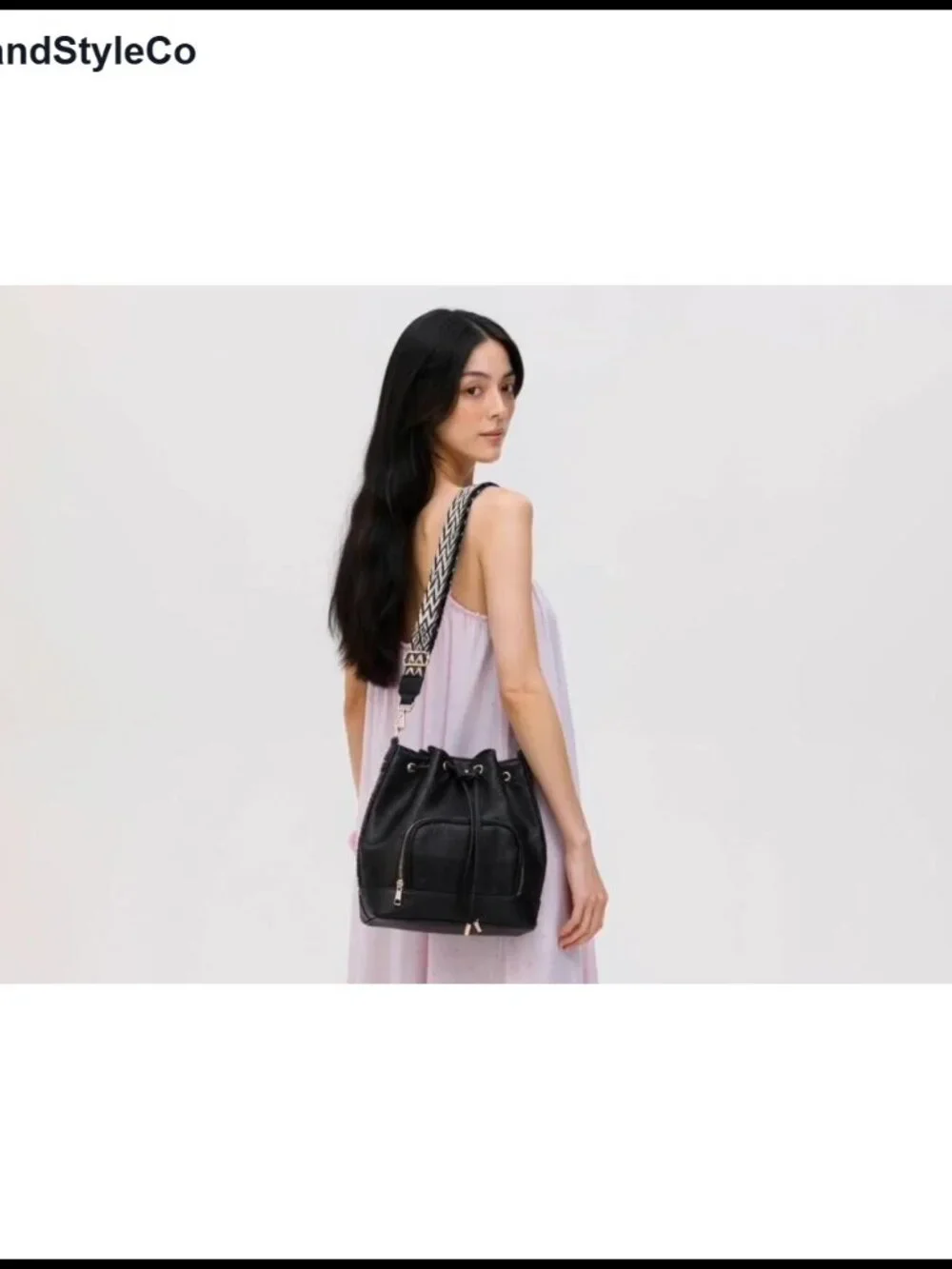 Faux Leather Bucket Crossbody Bag Adjustable Strap Hobo Handbag Women